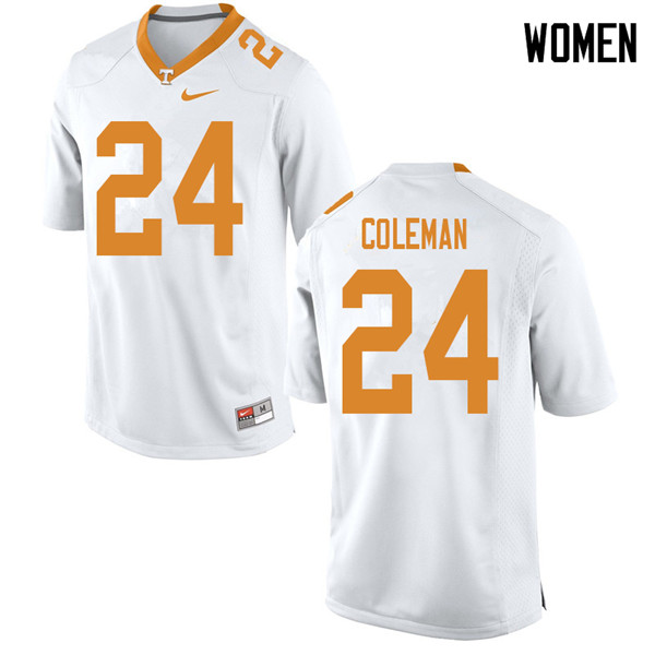 Women #24 Trey Coleman Tennessee Volunteers College Football Jerseys Sale-White